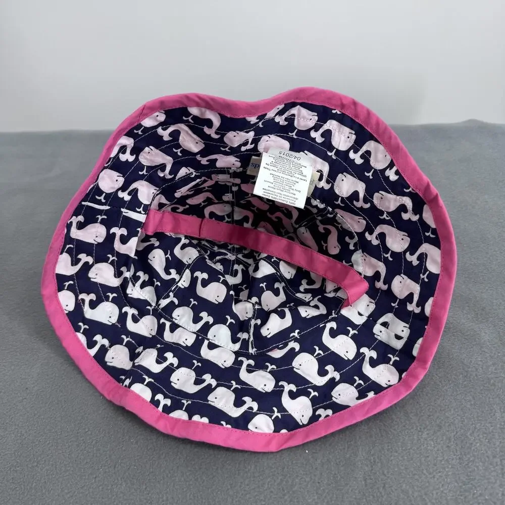 Pottery Barn Kids Whale Bucket Hat Pink Navy Reversible Baby Sun Hat‎